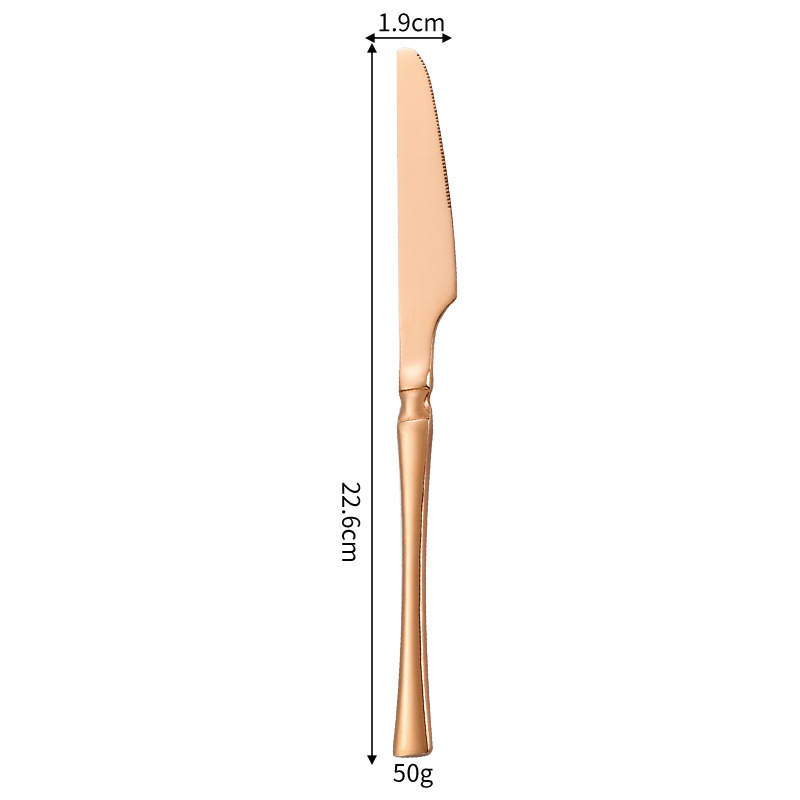 Cuchillo de acero inoxidable transfronterizo, tenedor y cuchara cintura pequeña cuchillo de carne de cuatro piezas y tenedor brillante vajilla occidental traje cuchara europea