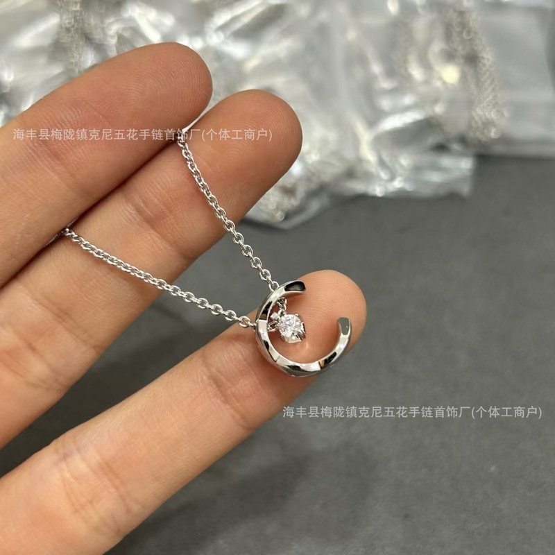 クラシックなダイヤモンド付きウォーターマーンネックレス、女性用菱形模様、小香風、18Kローズゴールドメッキ、軽い高級感、ココ風セーター、ショートタイプ|undefined