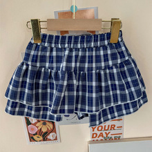 女童小众格子半身裙带安全裤2024夏季新款儿童韩版裙裤百搭2-7岁
