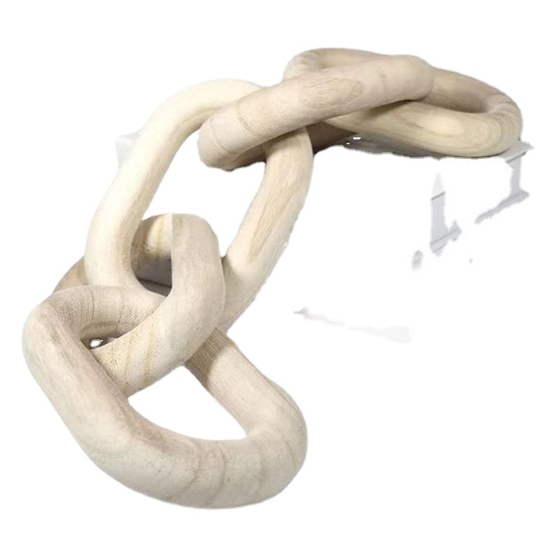 País estilo Paulownia madera familia Cadena de madera fiesta decoración del hogar nudo de madera Fondo 5 anillos Cadena de madera adornos de escritorio