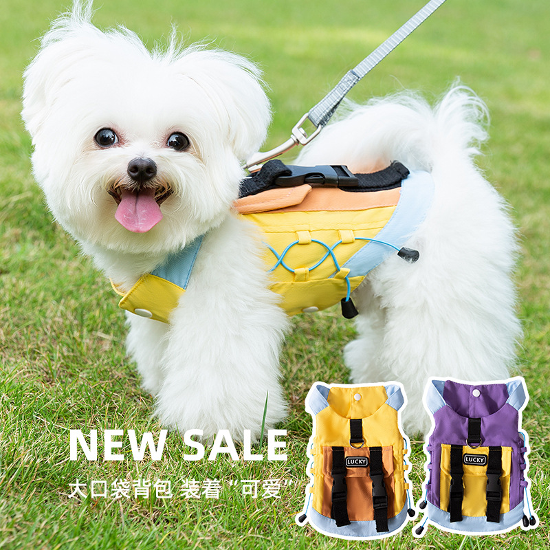 Otoño y invierno perros salen mochila tipo cinturón para perros pequeños y medianos chaleco Teddy Bear traje de asalto ropa de perro mascota