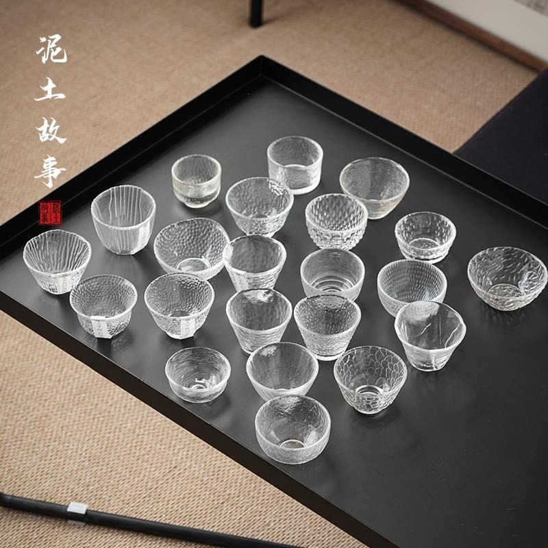 日式透明玻璃茶杯品茗杯个性创意功夫茶杯主人杯茶具小茶杯茶碗