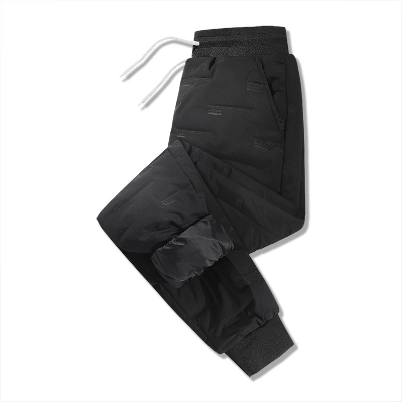 Pantalones de algodón al aire libre para hombres de invierno pantalones cálidos forrados de lana engrosados pantalones casuales atados al tobillo pantalones de moda de estilo coreano para hombres