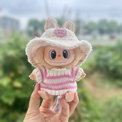 Only Clothes] Labubu Second Generation Sitting Party Baby Clothes Fleece Hat Striped Sweater