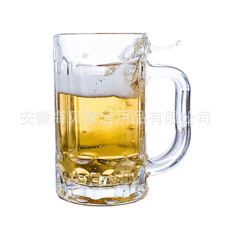 扎啤杯啤酒玻璃杯透明带把加厚泡茶杯家用大号水杯扎啤杯6只套装