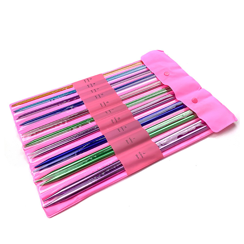 Agujas de suéter de alúmina de color con tapones 35cm con agujas de suéter de cuentas de una sola punta agujas de bufandas