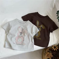 GL-kids корейский летний новый детский забавный кролик с короткими рукавами футболка для мальчиков и девочек мультфильм принт короткий топ