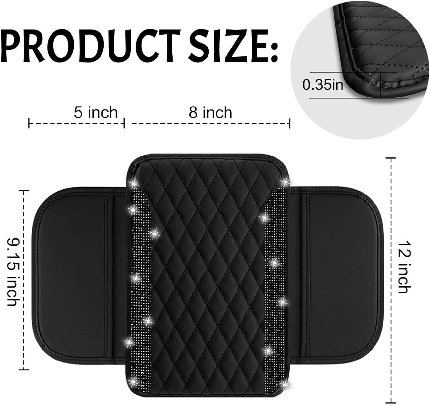 Cross-Border Central Armrest Box Mat, New Diamond Leather Hot-Selling Car Armrest Mat, High-End Armrest Mat with Storage Bag