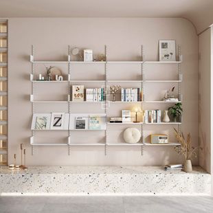 Multi-layer Wall-mounted Bookshelf vitsoe606 Metal Storage Rack Hanging Background Wall Storage Rack System Shelf Partition