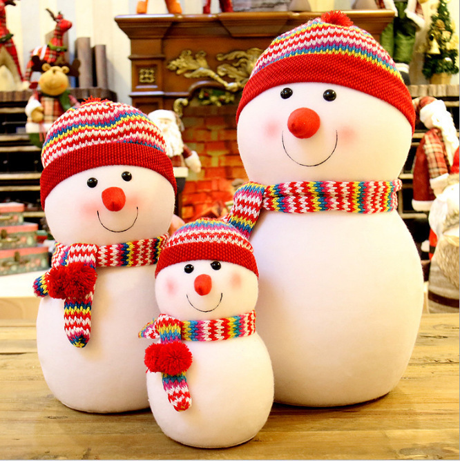 クリスマス雪だるまぬいぐるみ布芸雪だるまのデスクトップ置物デパートホテル美陳クリスマス装飾品|undefined