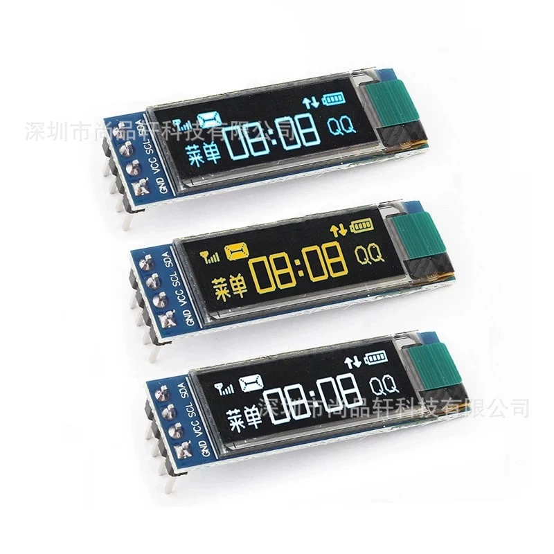 OLED-дисплей 0,91 дюйма SSD1306, 128×32, I2C, совместим 3,3–5В, белый/синий