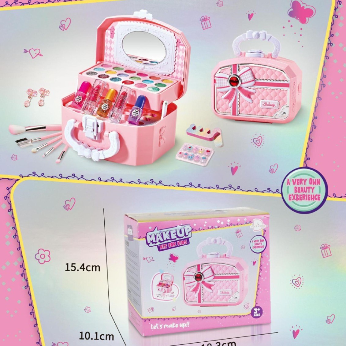 Niños y niñas transfronterizos maquillaje caja de maquillaje juegos de joyería lavable esmalte de uñas lápiz labial sombra de ojos mesa de maquillaje