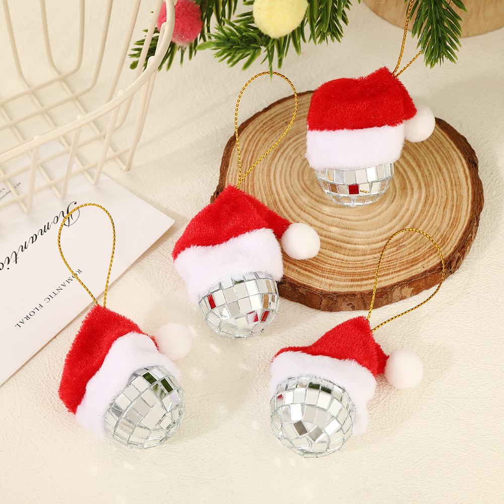 Nuevos productos transfronterizos sombreros de Navidad discoteca colgantes de bolas de cumpleaños para el hogar colgantes de joyas de decoración de árbol de Navidad bolas de espejo