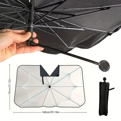 Sun shade Sun Protection and Heat Insulation - titanium-silver-open-folding-handle-parasol