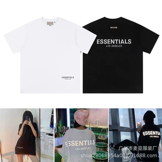 跨境 复线ESSENTIALS洛杉矶限定款3M反光美式潮牌短袖男女高街T恤