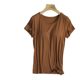 Modal Loose Large Size Short Sleeve T-shirt with Chest Pad Women's Bra-free Cup One-piece Half Sleeve Yoga Base Wholesale