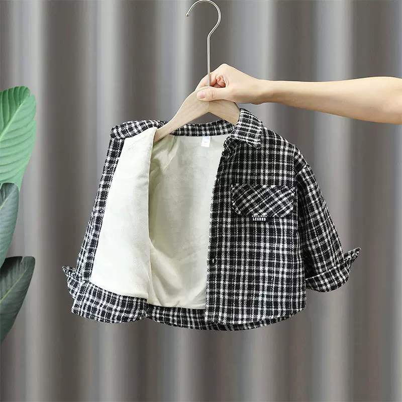 男童加绒外套秋冬洋气儿童秋冬季衬衫外穿加厚衬衣男冬装帅气上衣