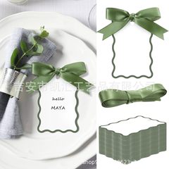ホタテ貝の形のリボンシートカード、結婚式のテーブルセッティング、誕生日婚約ディナーデスクトップ装飾用