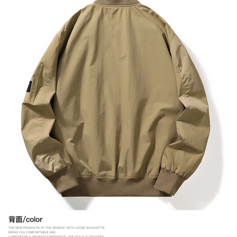 Chaqueta voladora de primavera y otoño para hombre, ropa de trabajo holgada con múltiples bolsillos, chaqueta de cuello alto informal, marea