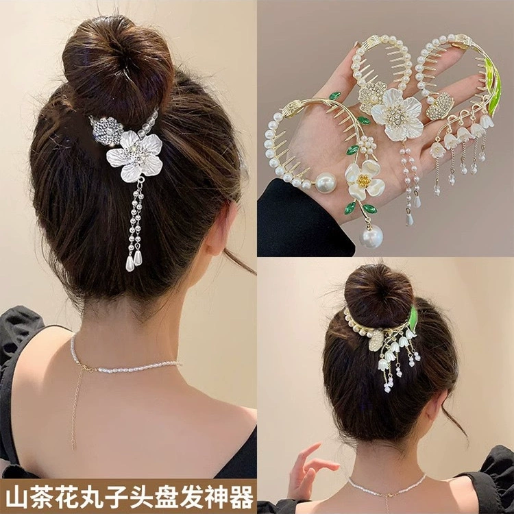 Hairgrip with tassels, orchid, clips included, high-quality style