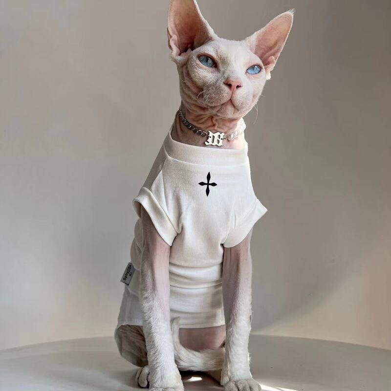 猫服高級シンプル薄半袖デヴィンスフィンクス無毛猫四季通用ペット服|undefined