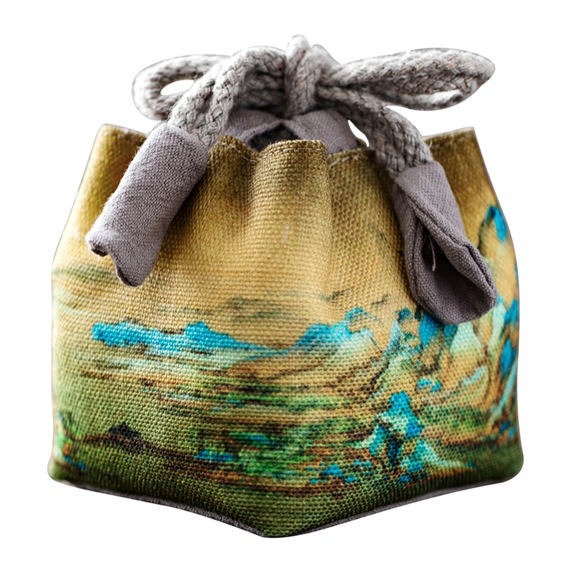 Ganador de algodón engrosado y cáñamo Master Cup bolsa de almacenamiento de una sola taza de viaje taza portátil taza de té juego de té taza de té pequeña bolsa de tela