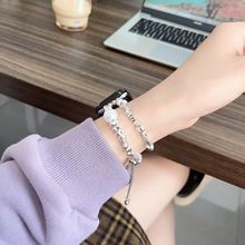 小众设计碎银子珍珠双链串珠腕带适用applewatch苹果手表小米表带