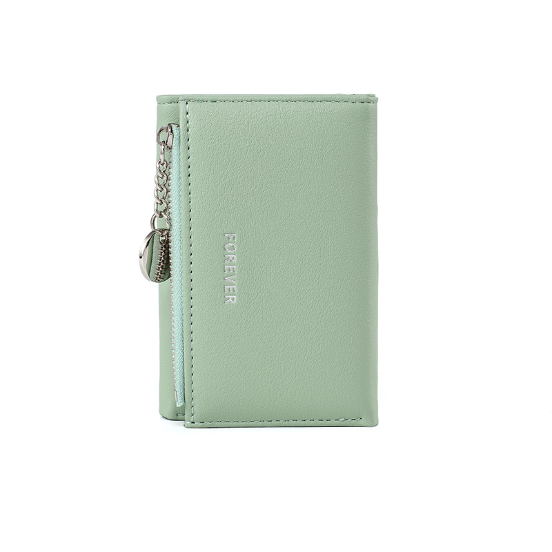 Nueva cartera para mujer, tarjetero japonés y coreano, tarjetero con tapa, color puro, monedero simple con cremallera cruzada, venta al por mayor