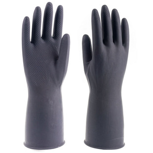 Factory Wholesale Black Industrial Gloves Labor Protection Acid and Alkali Resistant Latex Household Cleaning Rubber Gloves