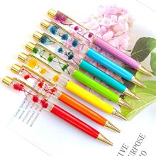 干花油笔DIY 漂浮物入油笔金箔纸水油笔礼品广告钻石金属圆珠笔