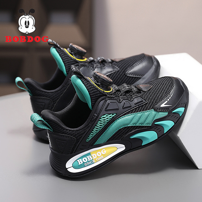 Babu Bean White Sports 2024 Spring New Middle og Big åndbar mesh anti-skrid basketballsko til børn_voghion.com
