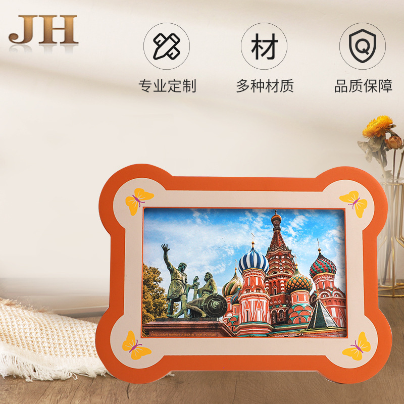Mdf Bone Shape Photo Frame Personalized Butterfly Pattern Kindergarten Family Table Photo Frame Manufacturer Customized