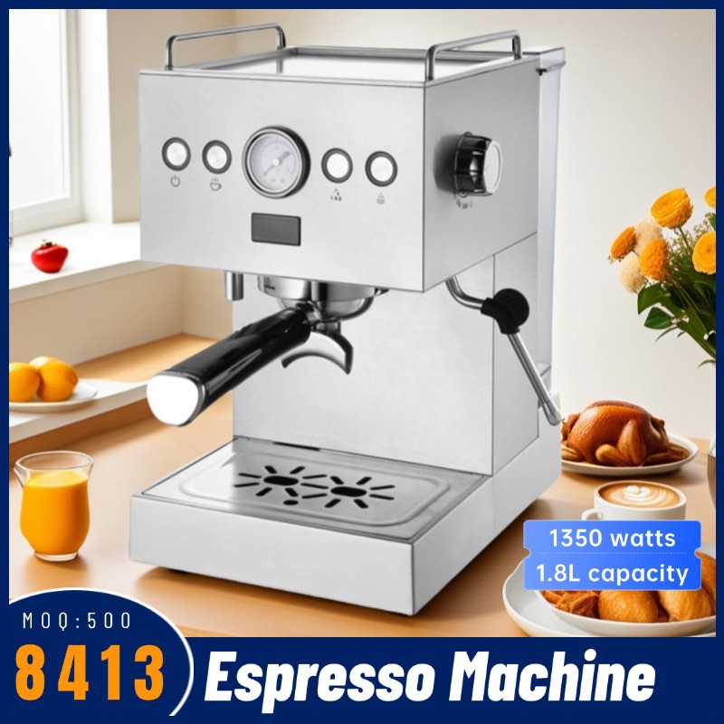 Máquina de café estándar europeo transfronteriza simple máquina de café espresso semiautomática de tipo bomba doméstica de viento industrial