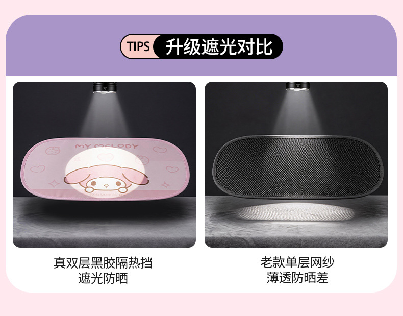 Sanrio Car Sunshade Curtain, Car Window Sun Protection and Heat Insulation, Car Side Window Privacy Curtain, Front Windshield Sunshade