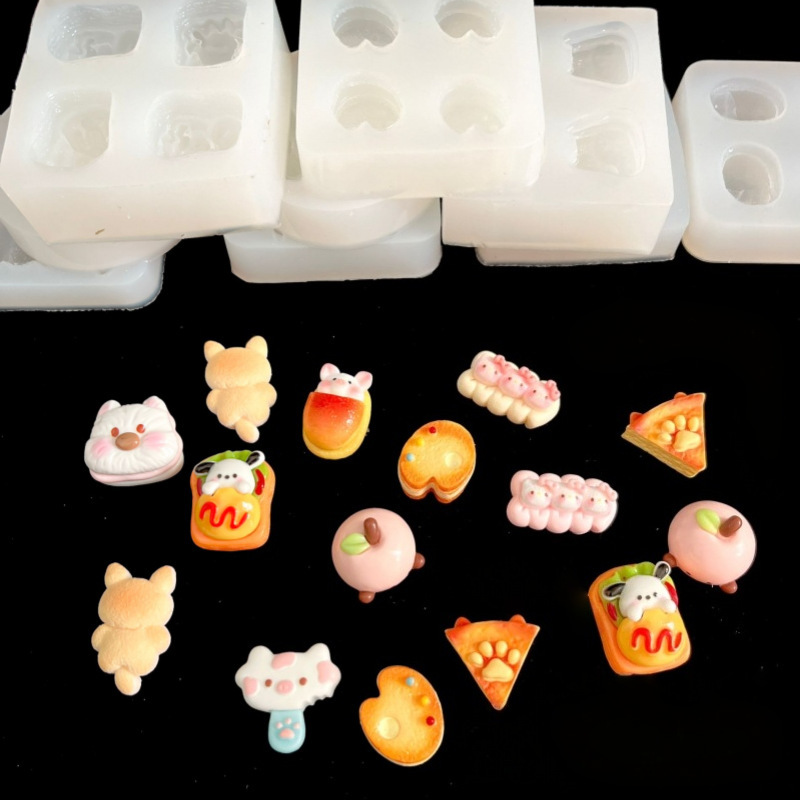 小鼻嘎食玩狗狗猫爪饼干小蛋糕面包捏捏乐滴胶硅胶模具手工|undefined