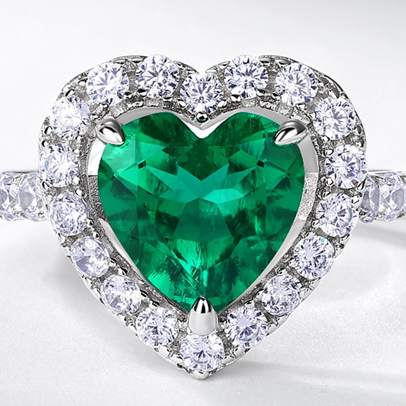Exclusividad transfronteriza para el lujo ligero, el amor, el cultivo del anillo de esmeralda, la mujer S925 con incrustaciones de plata, el cultivo del anillo del tesoro de color, la moda europea y americana