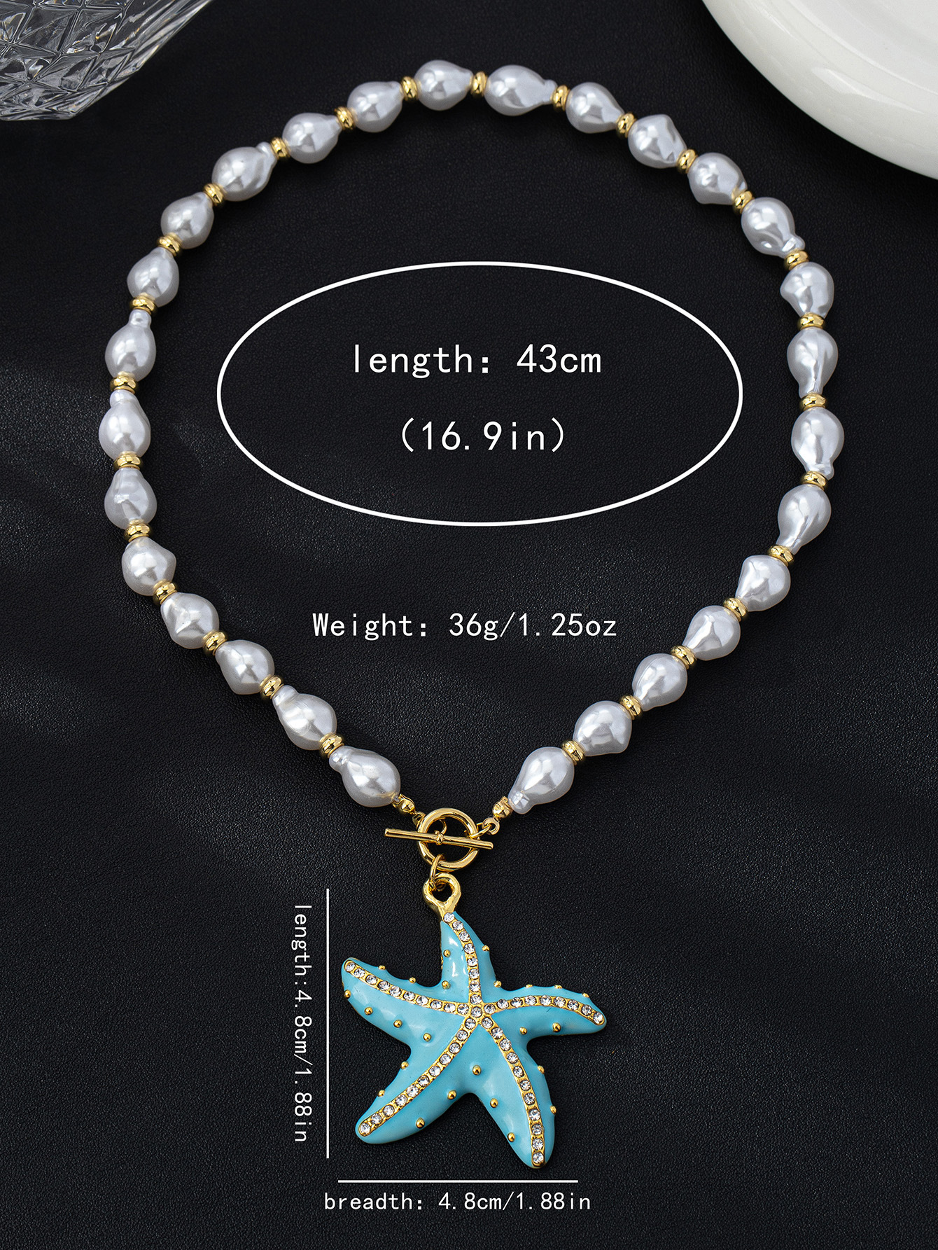Starfish Marine Style Imitation Pearl Zinc Alloy Pendant Necklace Wholesale display picture 5