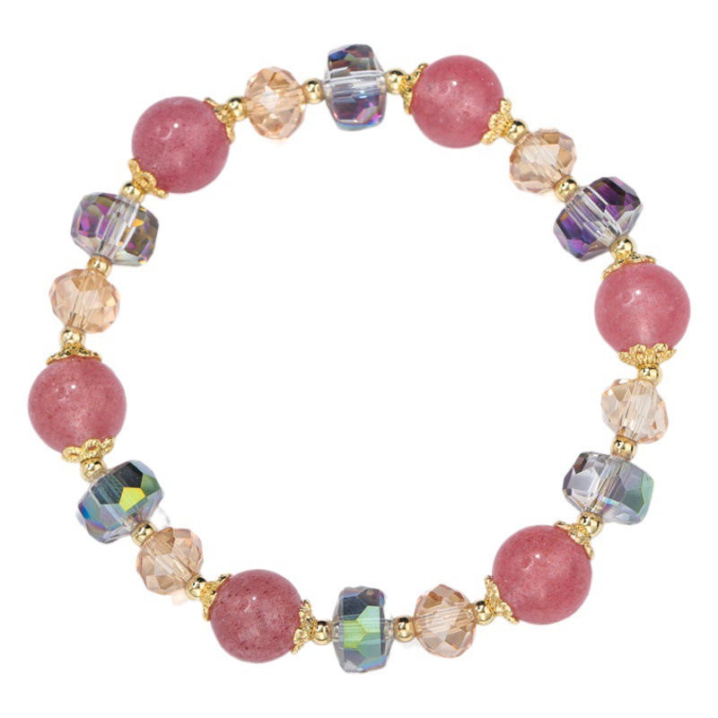 Weiyi natural fresa cristal pulsera mujer temperamento salvaje color cristal pulsera regalo joyería al por mayor