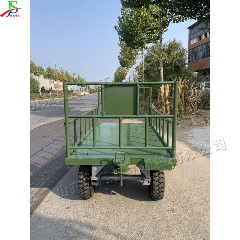 牵引式四轮平板拖车 机场港口液压物流台车 工厂货物装卸运输车