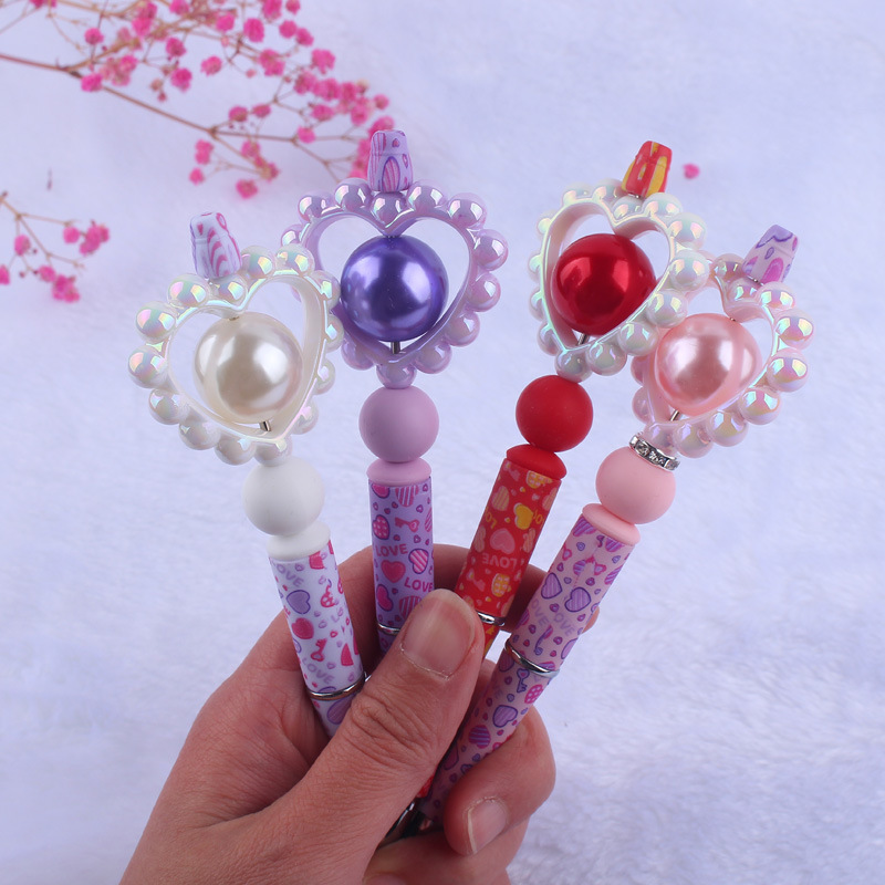 1 Piece Heart Shape Class Learning Daily Silica Gel Cute Ballpoint Pen display picture 3