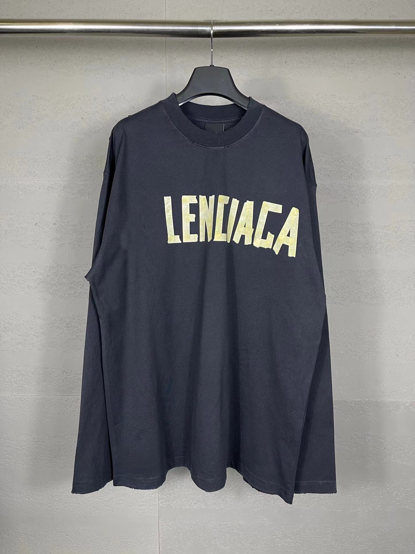 Paris High Edition 24ss Classic B Home Tape Printing Lavado y desgastado Camiseta de manga larga