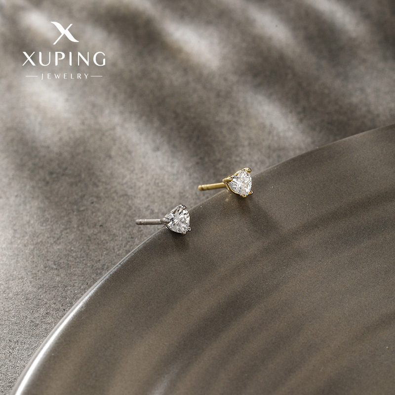 Xuping fashion tres garras love circón pendientes pequeños simples y exquisitos