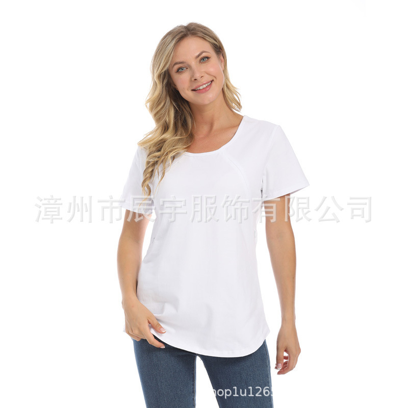 国境を越えた欧米の妊婦の上着の授乳服の外でゆったりした妊婦の半袖tシャツを着て、夏服の大きいサイズのS-5XLをあげます。|undefined