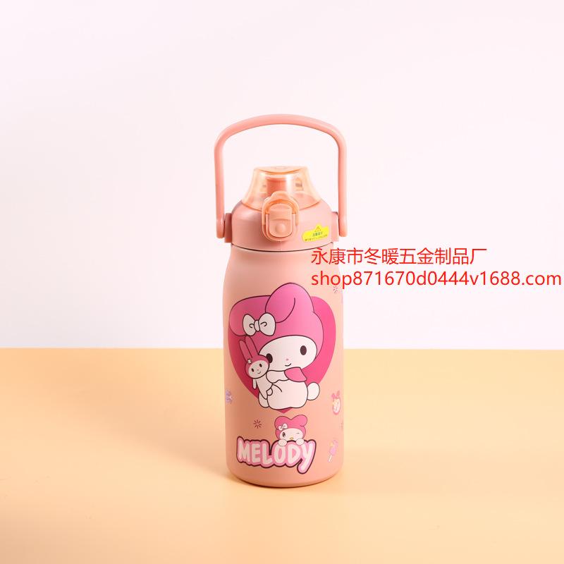 Cruzar la frontera caliente de gran capacidad olla grande de acero inoxidable taza de aislamiento elástico tapa olla portátil con paja taza de agua al aire libre