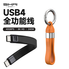 现货usb3.0扁线数据线240W快充8K@60Hz 40GB高速传输C-C数据线雷