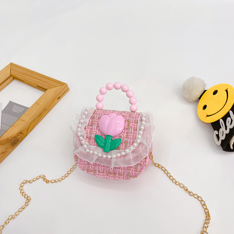 2022 nuevos niños bolso de hombro crossbody Chanel estilo niñas bolsa perla portátil accesorios de dibujos animados bolsa de desgaste