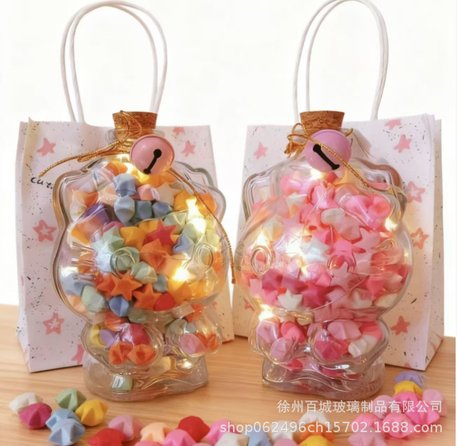 KT gato + cuerda de oro campana + caja de regalo + cinta de lámpara + botella completa de estrellas terminadas;.