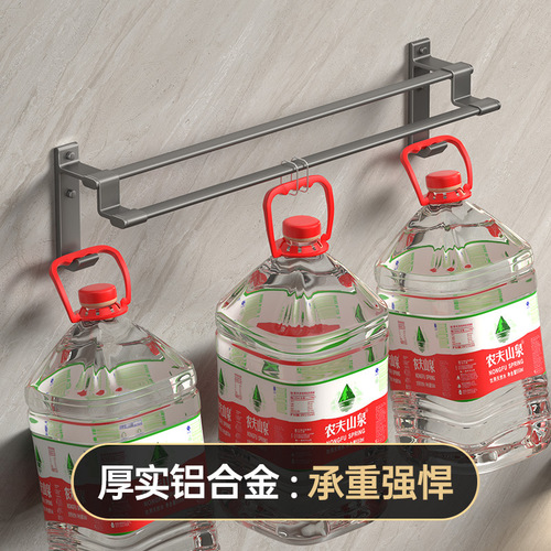 Gun gray space aluminum towel rack no punching towel bar double pole single pole bathroom towel rack bathroom hook