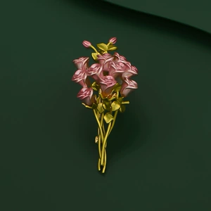 Enamel Pink Rose Flower Cluster Brooch High-end Women's Exquisite All-match Corsage Elegant Elegant Pin Suit Accessories