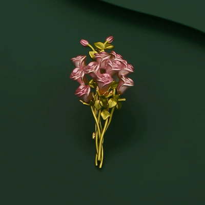 Enamel Pink Rose Flower Cluster Brooch High-end Women's Exquisite All-match Corsage Elegant Elegant Pin Suit Accessories